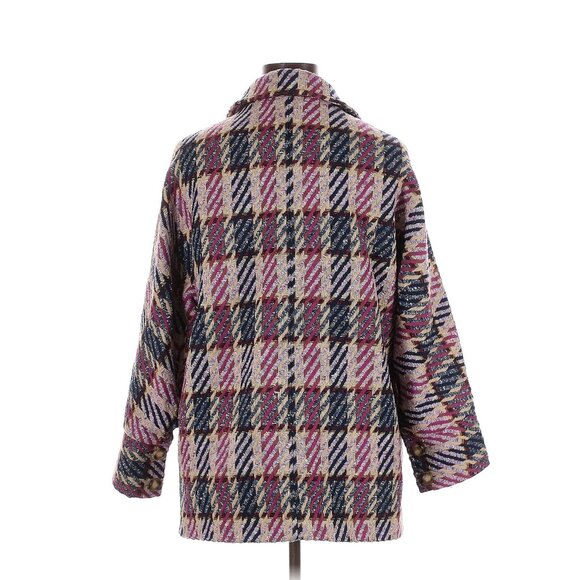 Sezane Paolo Coat in Pink Blue Check 44 12 - Picture 3 of 6
